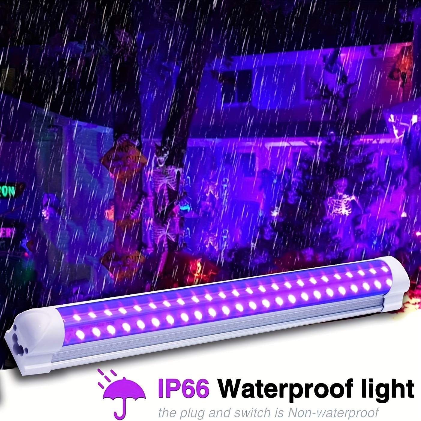 Barra de luz LED negra alimentada por USB, tubo de luz negra LED UV de 10 W  para póster de brillo neón, luz ultravioleta portátil, pintura corporal