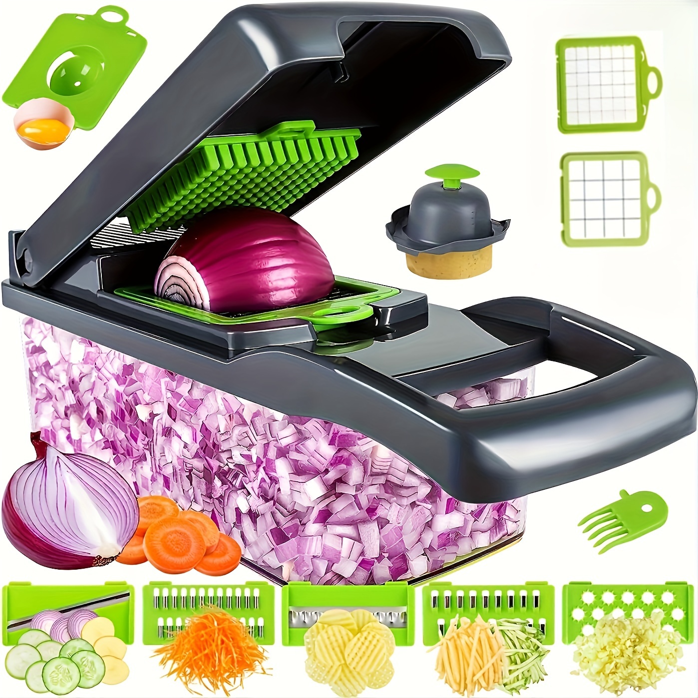 15in1 Vegetable Chopper, Multifunctional Fruit Slicer, Manual Food Grater,  Vegetable Slicer, Cutter With Container, Onion Mincer Chopper, Household  Potato Shredder With 8 Blades, Kitchen Stuff, Kitchen Gadgets, Dorm  Essentials, Cool Stuff - Temu