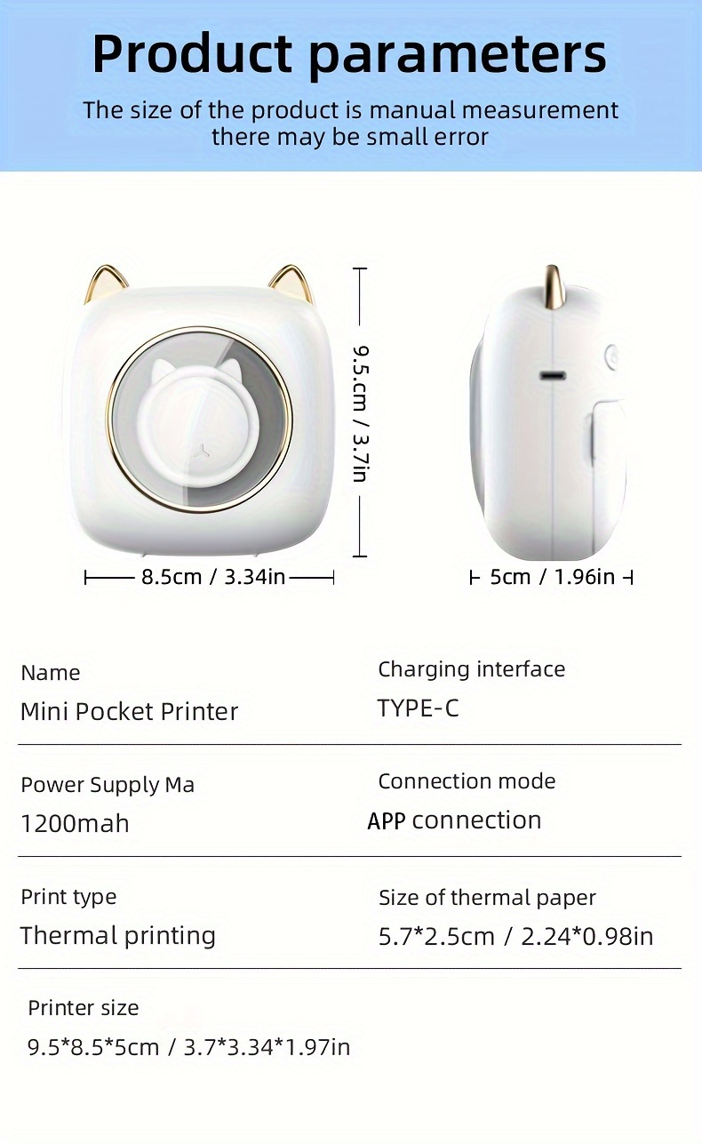 Nuovo Aggiornato Colorful Night Light Mini Printer Stampante Termica  Portatile Adatta Per La Stampa Su Carta Autoadesiva A Colori Connessione  Wireless Per Telefono Cellulare Stampante Per Domande Sbagliate Ufficio