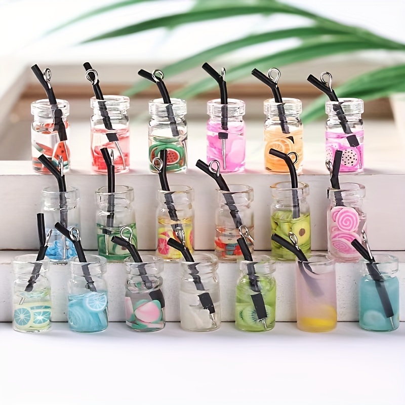 Boba Tea Charms Mini Boba Tea Keychain for Jewelry Making Cute Milk Tea  Charms with Fruit Juice Colorful Resin Boba Bottle Charms Pendant for DIY
