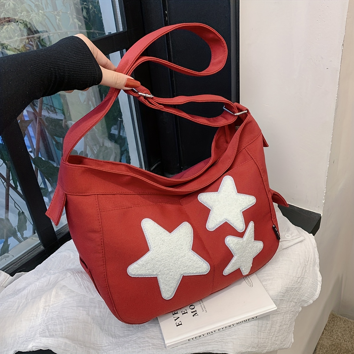 Dopamine Star Pattern Large Capacity Canvas Tote Bag, Lightweight Shoulder  Shopping Bag, Casual Fashion Commuter Bag - Temu