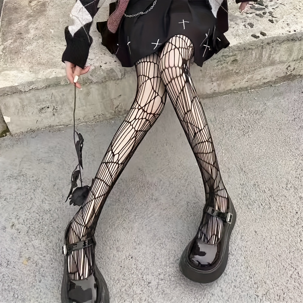 Women Sexy Tights Halloween Skulls Printed Ultra Sheer Open Net​ Pantyhose  Tights Designer Tights Stockings 