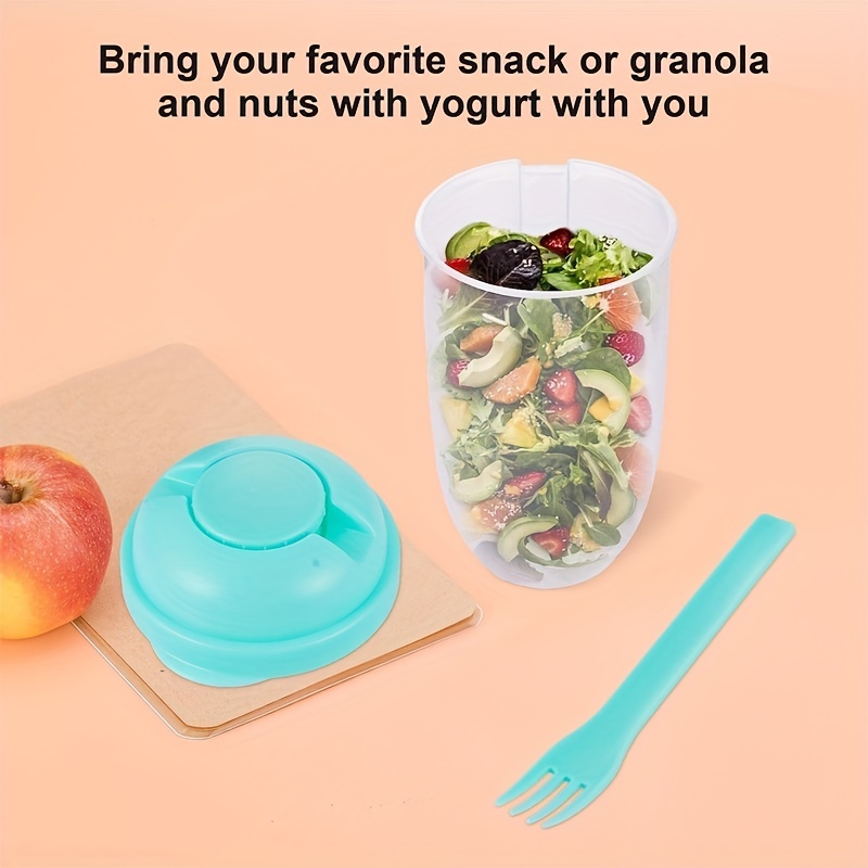 Portable Salad Cup Double Oatmeal Cup Yogurt Nut Fat-reduced Vegetable  Fruit Box Cup With Lid Spoon Breakfast Cup Lunch Box - Temu