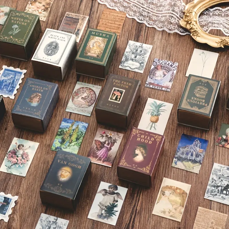 Vintage Stamp Book Collection Series: Diy Kraft Paper Mini - Temu