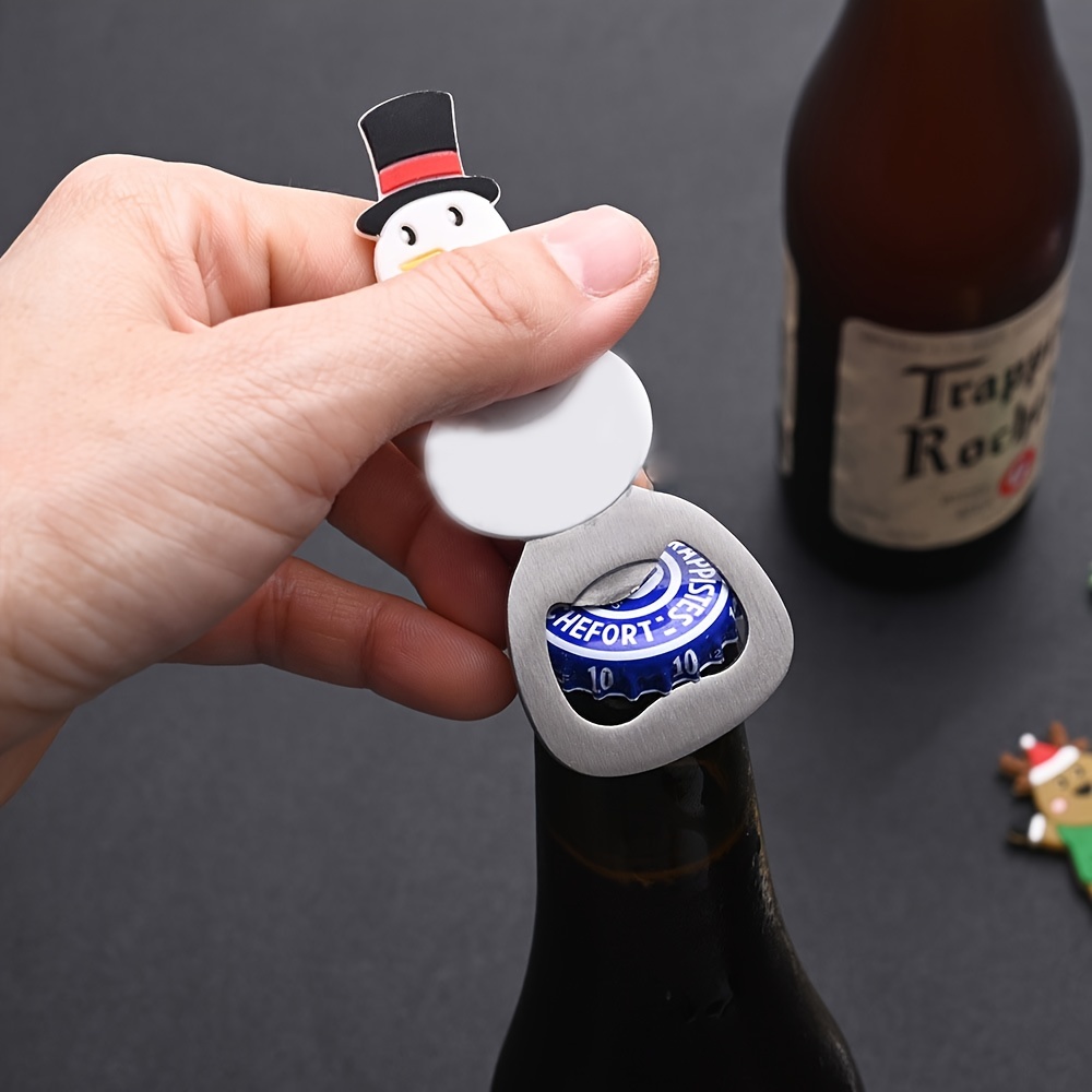 4pcs Xmas Tree Beer Bottle Opener Stainless Steel Multi-Function Silicone Grip