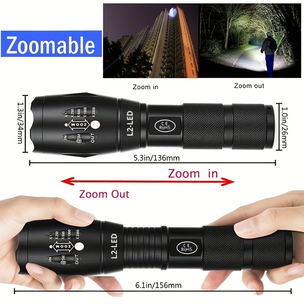 High Power Led Flashlights Camping Torch 5 Lighting Modes Aluminum