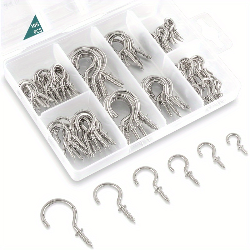Cup Hooks Screw in Hooks Kit Hanging ( 1 ) Silvery Mini - Temu