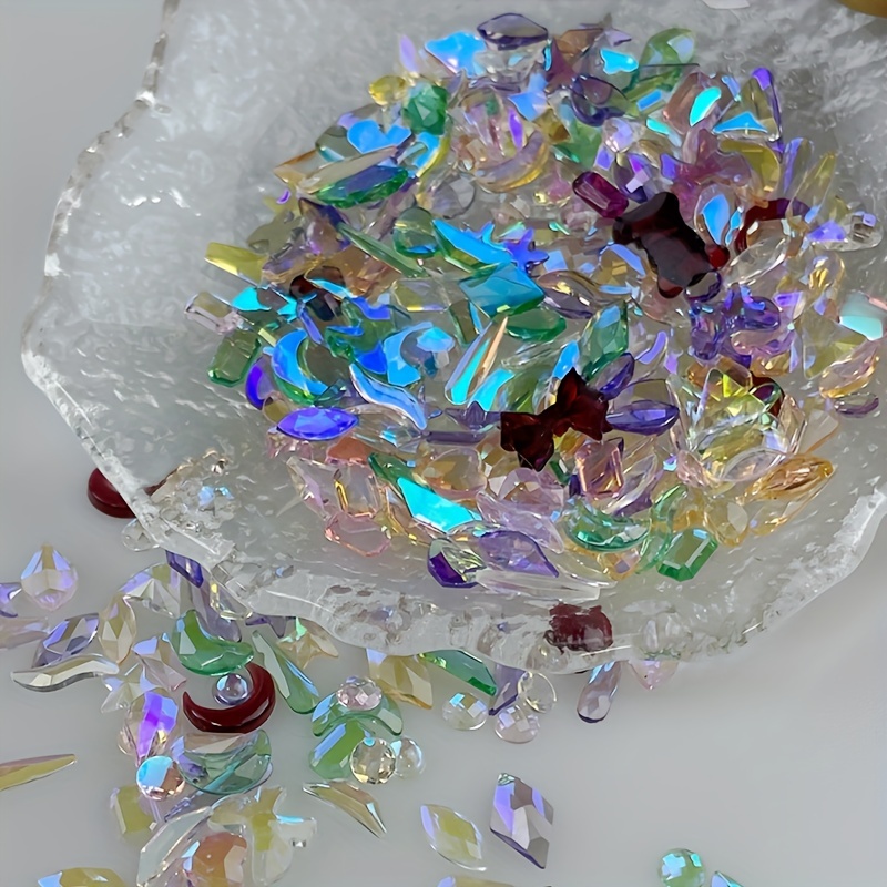 aurora nail art rhinestones synthetic crystals teardrop