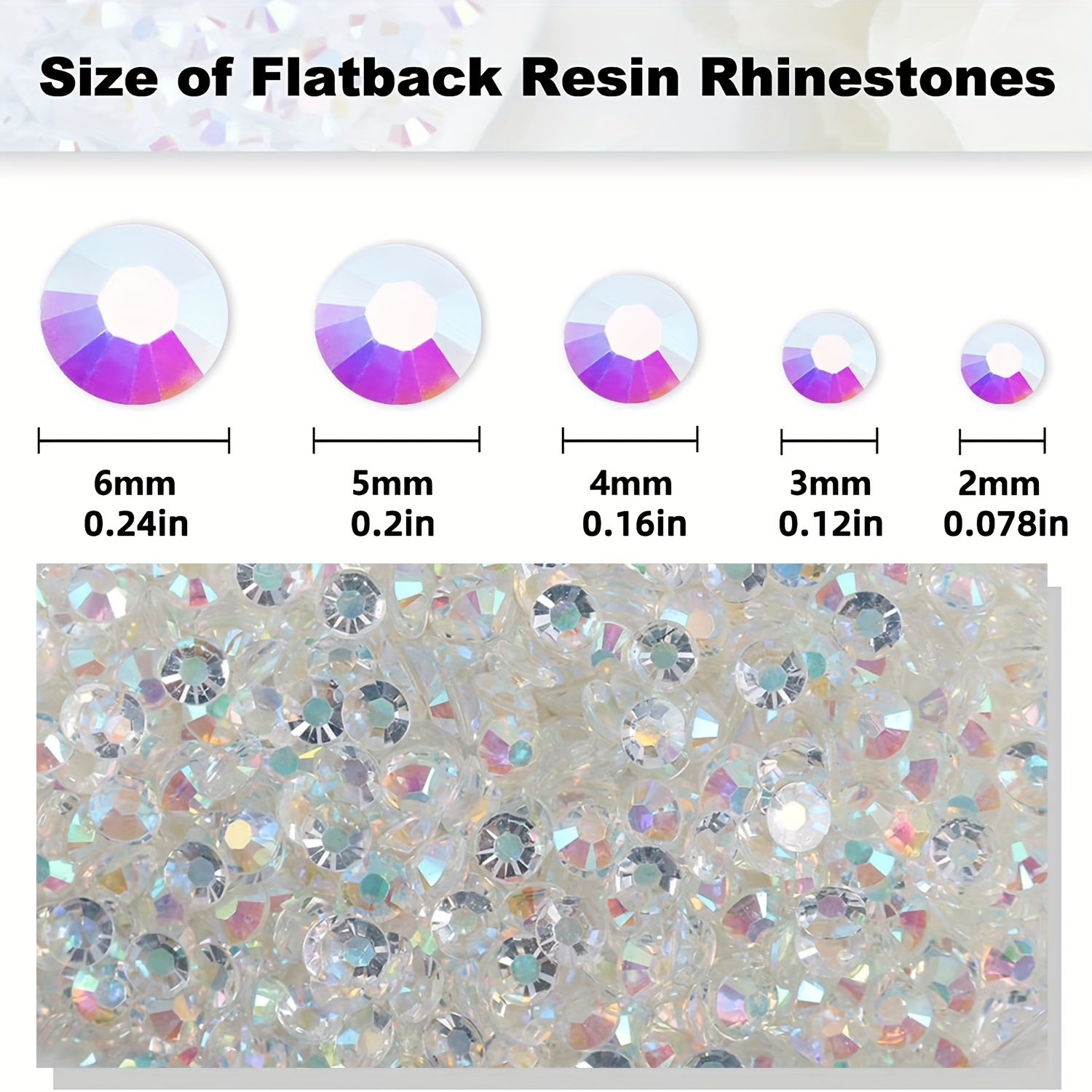 2mm 5 Sizes Round Flatback Rhinestones Transparent Ab - Temu