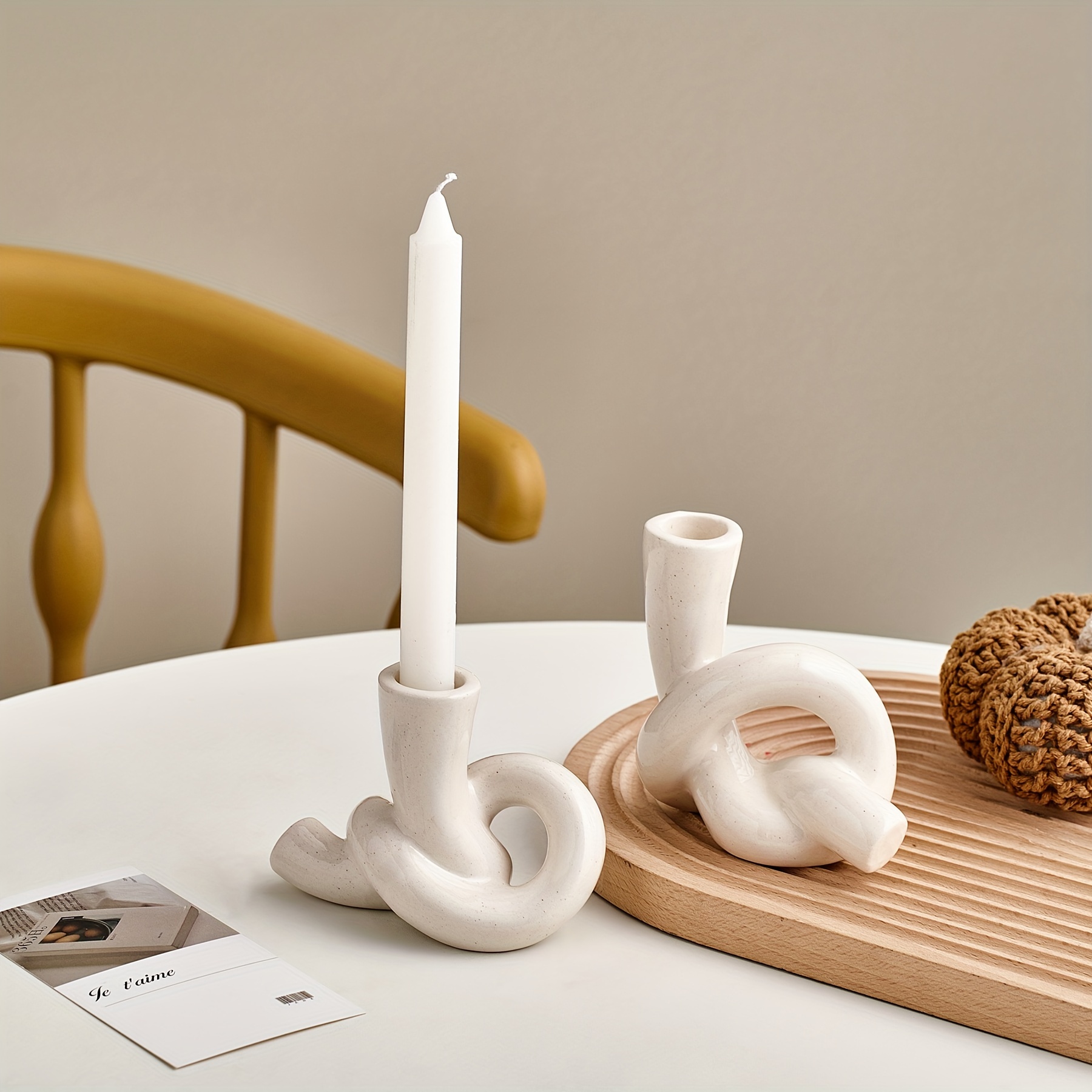 Buy Short Wood Taper Candle Holder Set Minimalist Modern