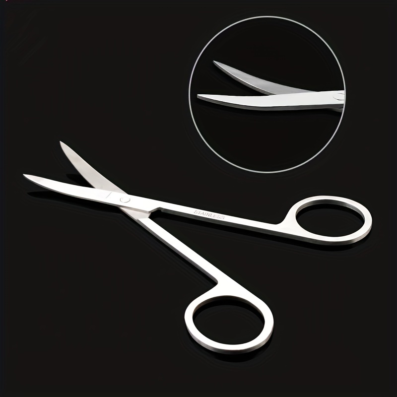 Black Eyebrow And Nose Hair Scissors Stainless Steel - Temu