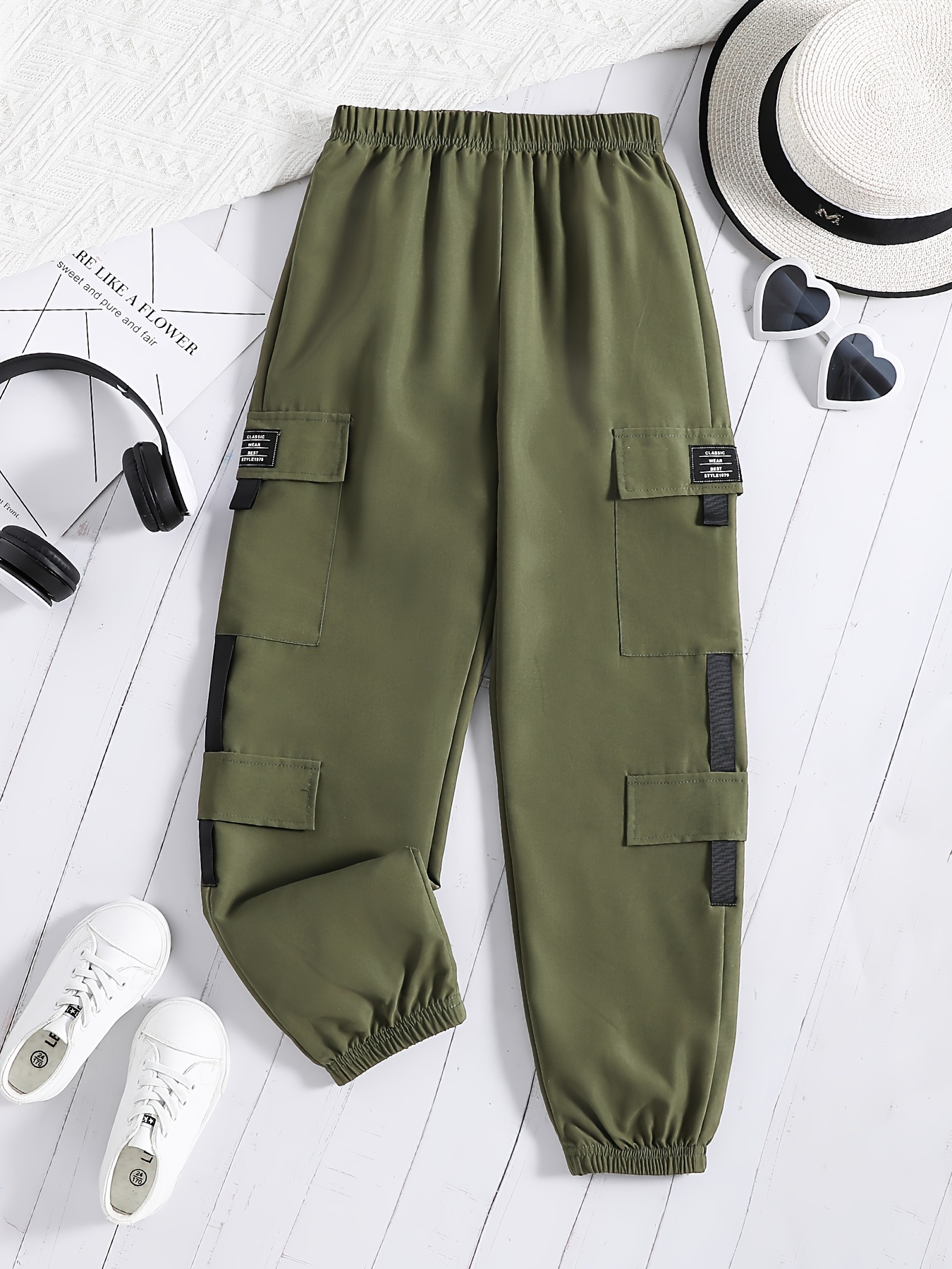 Girls Street Style Multi pocket Casual Sports Cargo Pants - Temu Canada