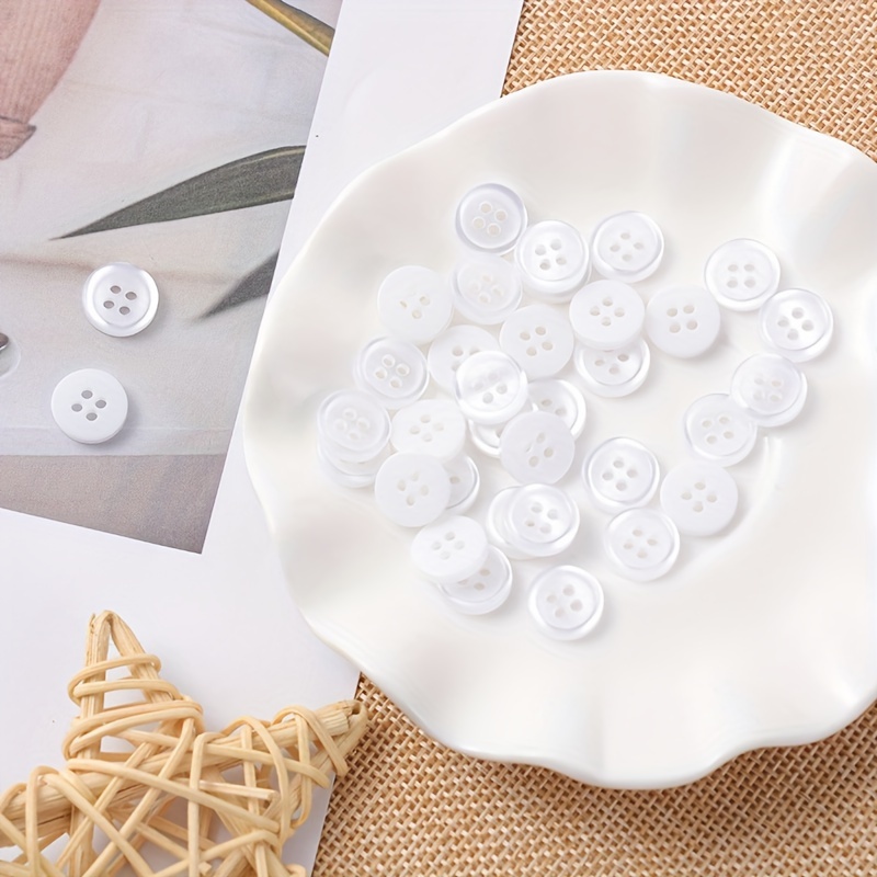 White Color 4 Holes Buttons Shirt Buttons For Men Apparel - Temu