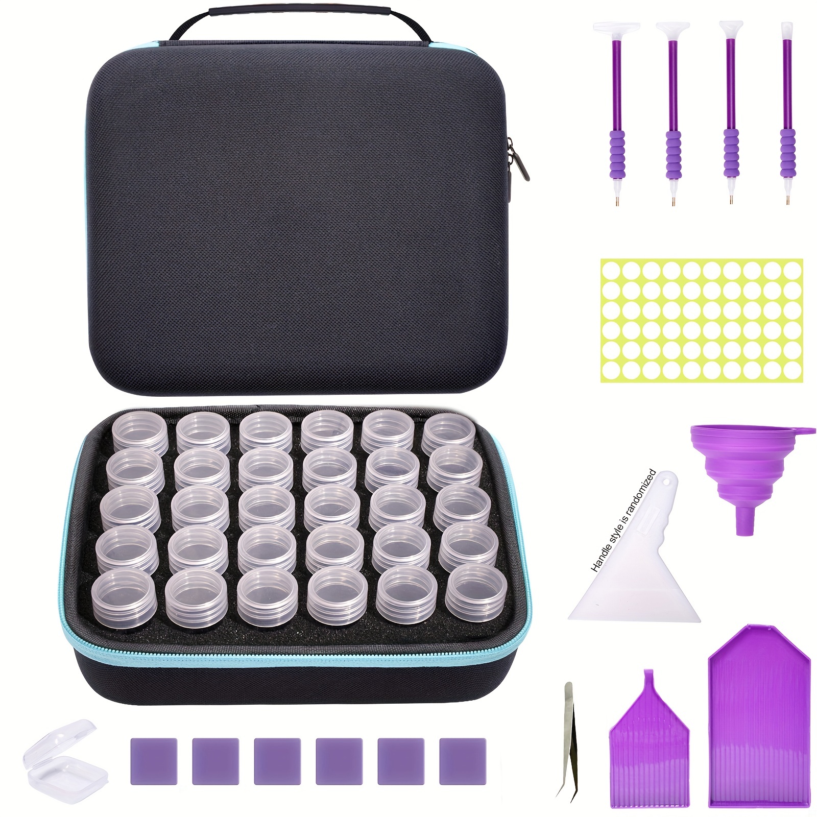 Diamond Painting Storage Containers, 60 Slots Portable Diamond Art Organizer  Shockproof with Diamond Painting Accessories and Tools for Craft Jewelry  Beads Rings Charms Glitter (Black)