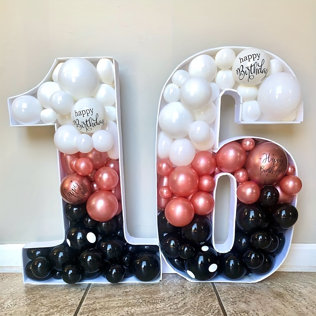 50pcs Conjunto Globos Dorados Negros Rosa Globos Negros Mate - Temu