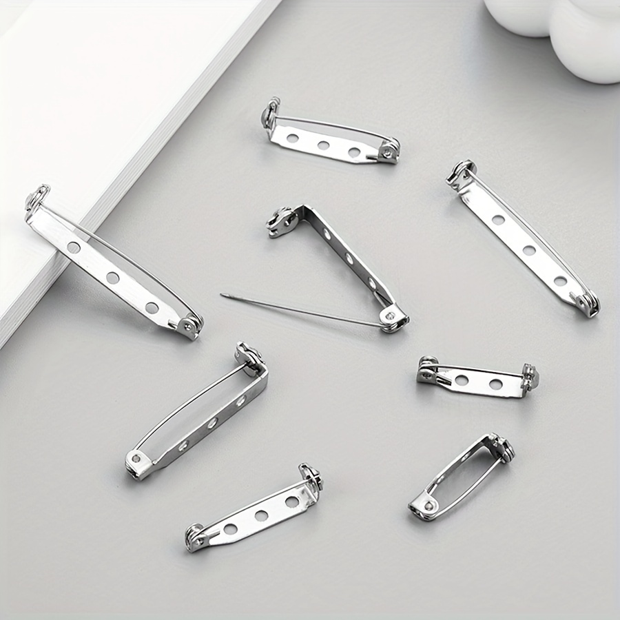 50pcs Brooch Base Metal Pins Pins Back Silver Color Locking Clasp Pin  Holder Jewelry Accessories for Jewelry Findings