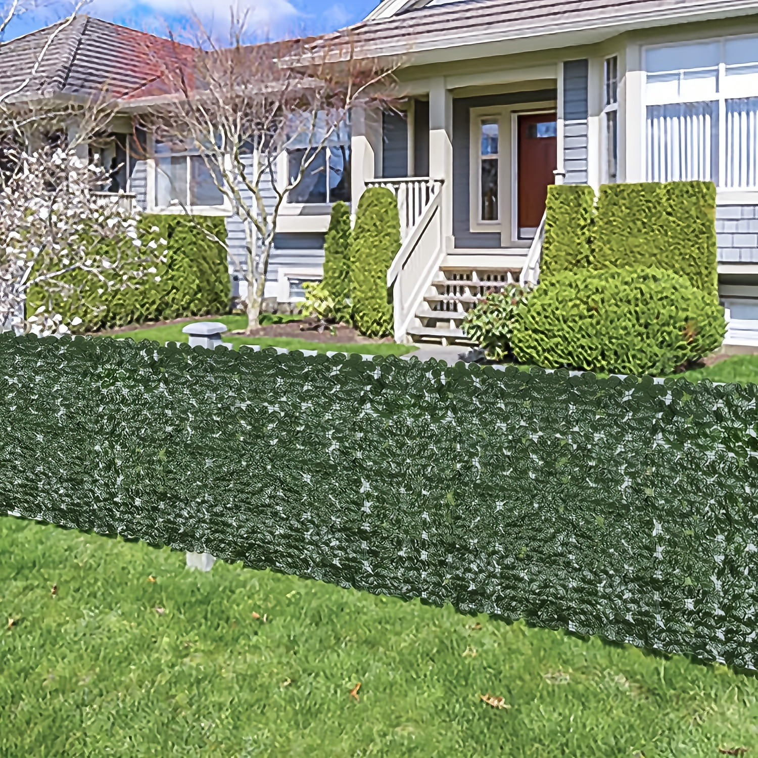 Valla de hojas verdes artificiales, retráctil, expandible, valla para  plantas de jardín, para uso en interiores y exteriores, valla de jardín,  patio