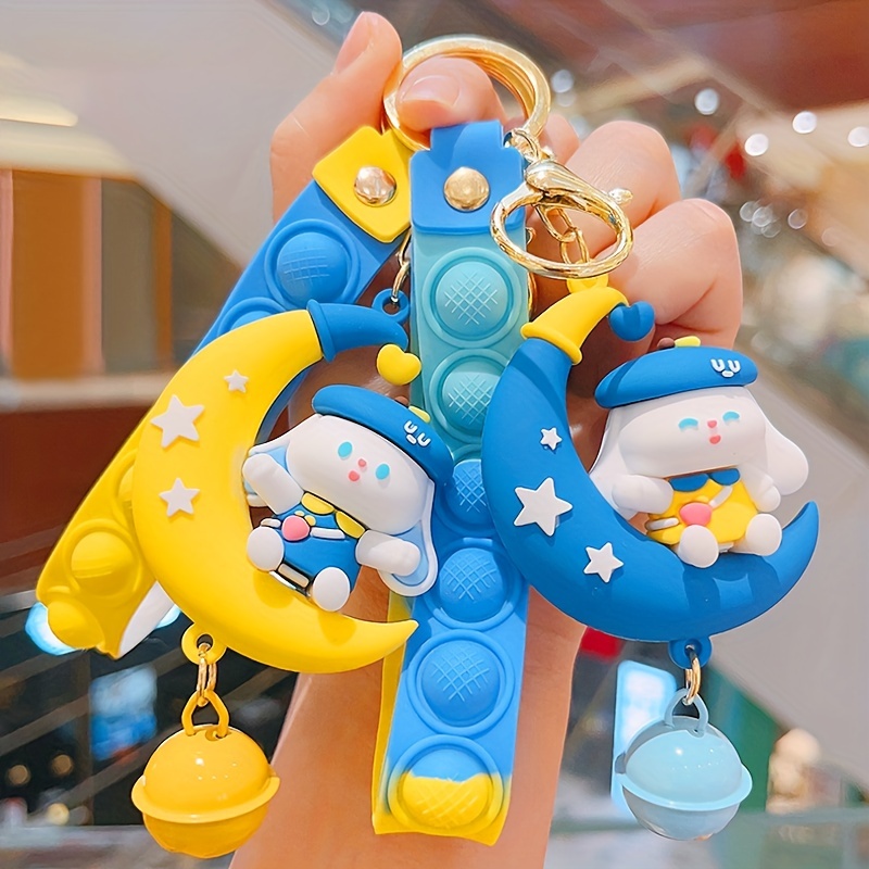 1 piece blue color Fashion Kawaii New Space Astronaut Rabbit Doll Keychain  For Women Men Cute Backpack Pendant Accessories Couples Gift Car Key Ring  Soft Rubber Small Pendant Keyring Pendant Bag Ornaments