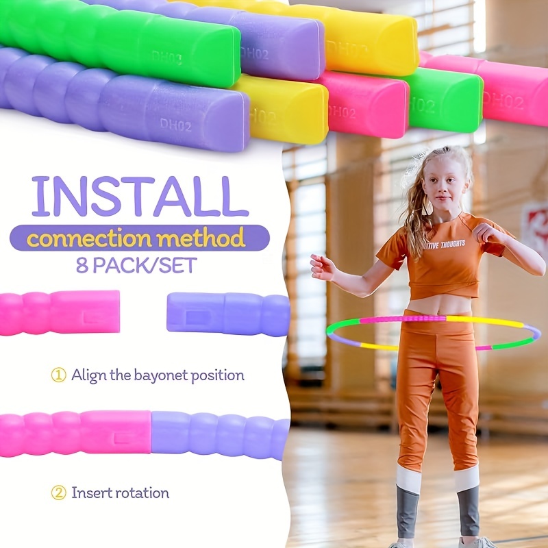  TABGIME Kit de gimnasia para niños: 2 juegos de aros de  ejercicio con cinta, tamaño desmontable ajustable de plástico colorido  anillo de fitness aro de juguete, equipo de entrenamiento de gimnasia