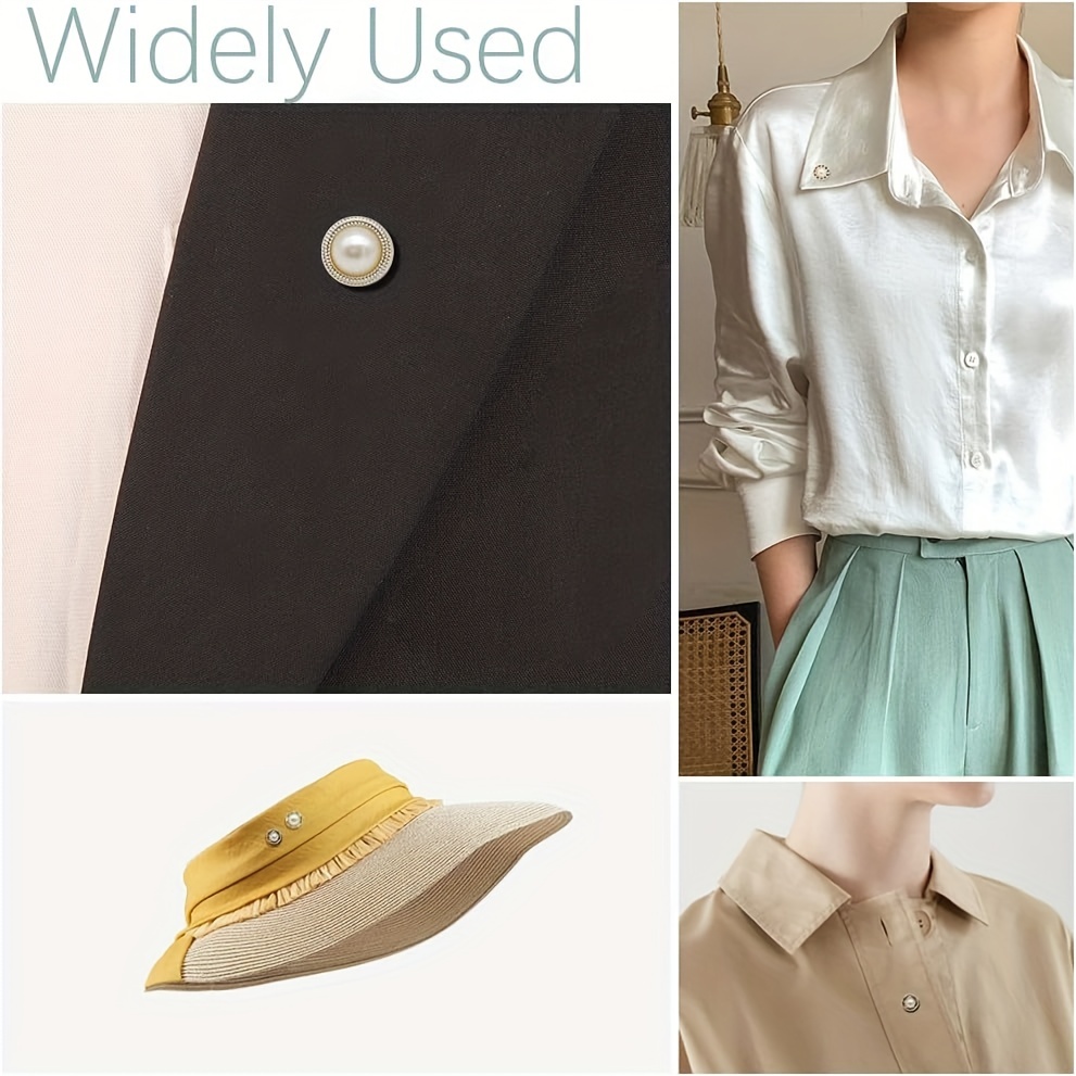 Women Shirt Brooch Buttons Cover Up Button Pearl Safety - Temu