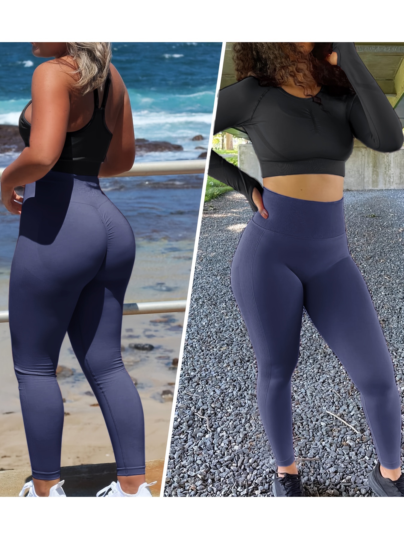  Women Ribbed Seamless Leggings High Waisted Workout Gym Yoga  Pants Scrunch Butt Gym Booty Tight Butt Lifting Leggings Black : Clothing,  Shoes & Jewelry