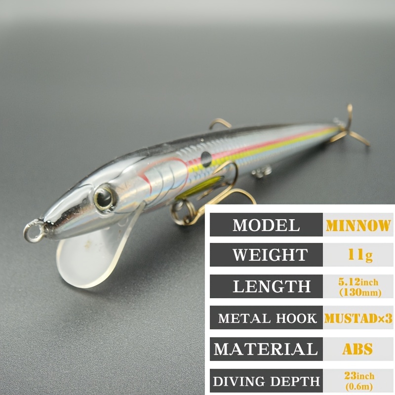1pc Bionic Minnow Rattling Lure With 3 Treble Hooks - Perfect For