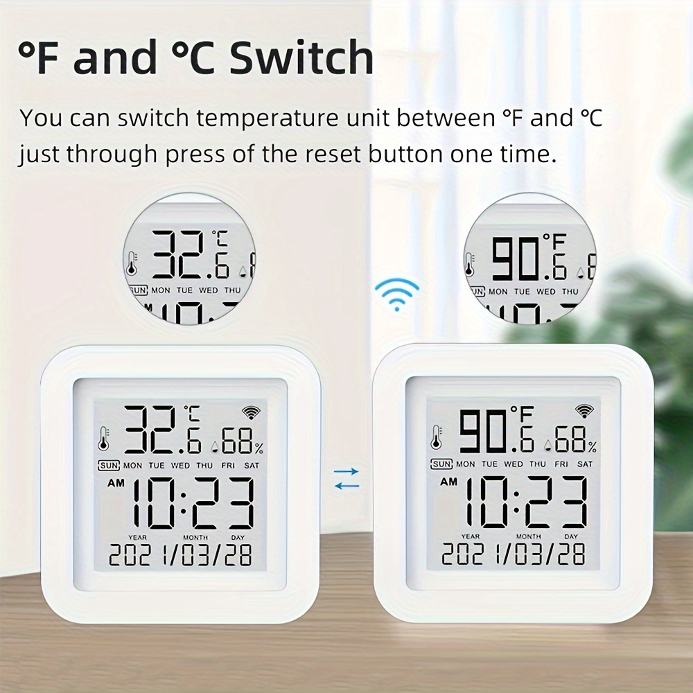 Sensor Wi-Fi* de temperatura y humedad con pantalla dig