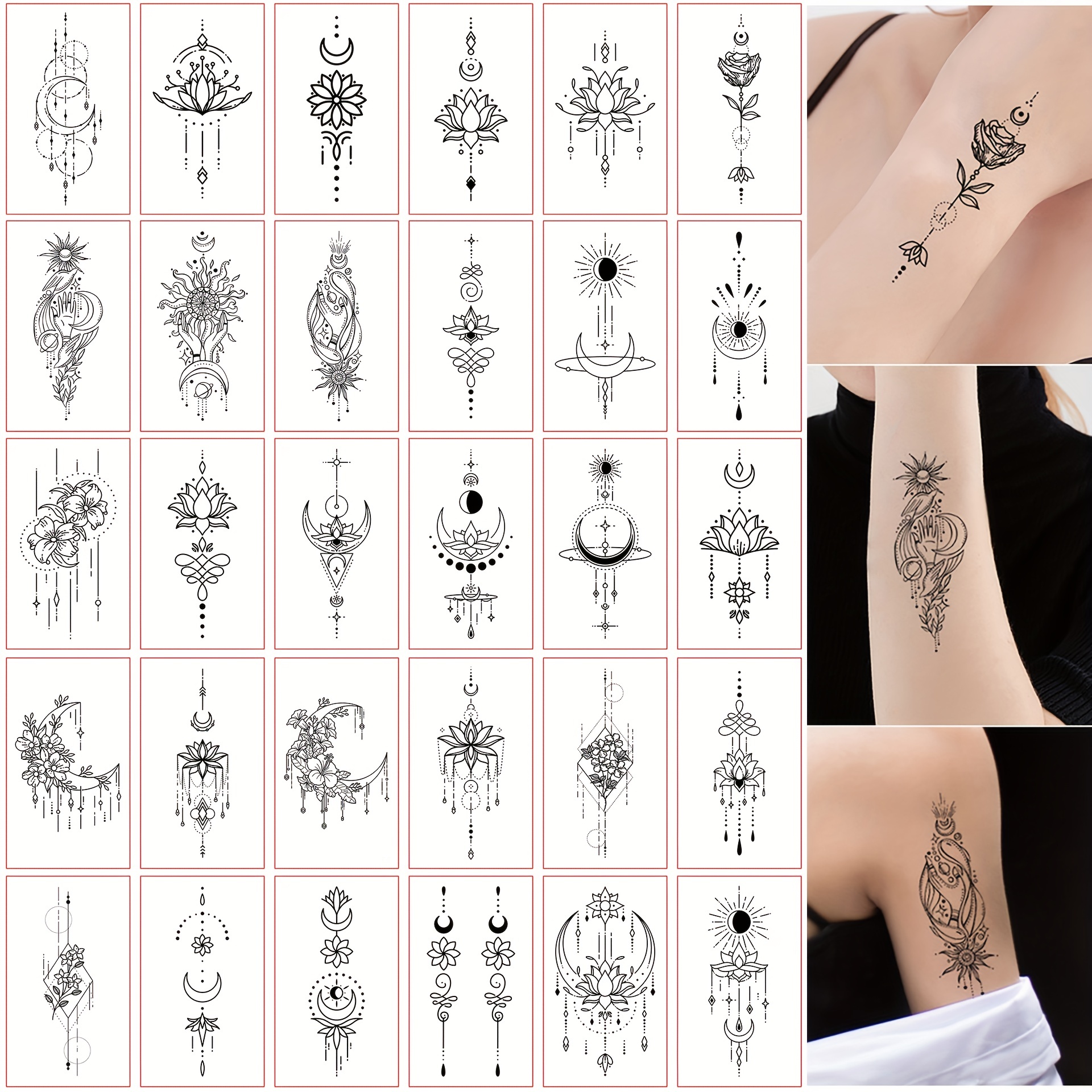 Oottati 2 Sheets Arm Thigh Leg Waterproof Temporary Tattoo Stickers Pink  Japanese Mask Canadian Hairless Cat Skull suit for Leg Back Thigh