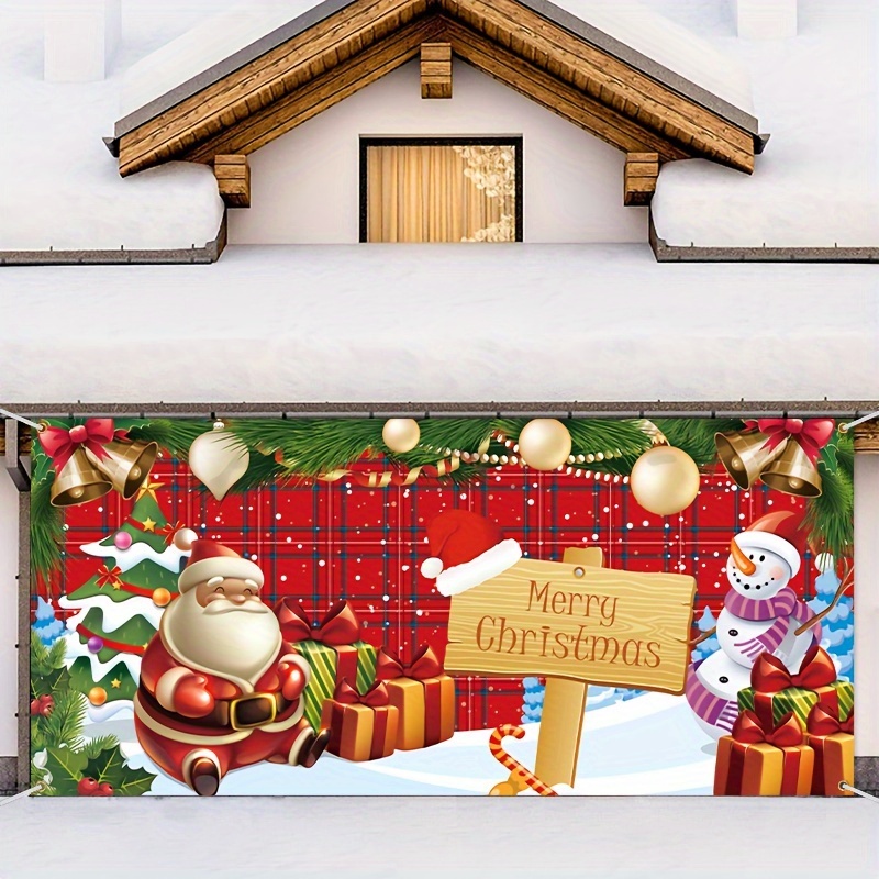  Christmas Garage Door Cover, Christmas Garland Pine