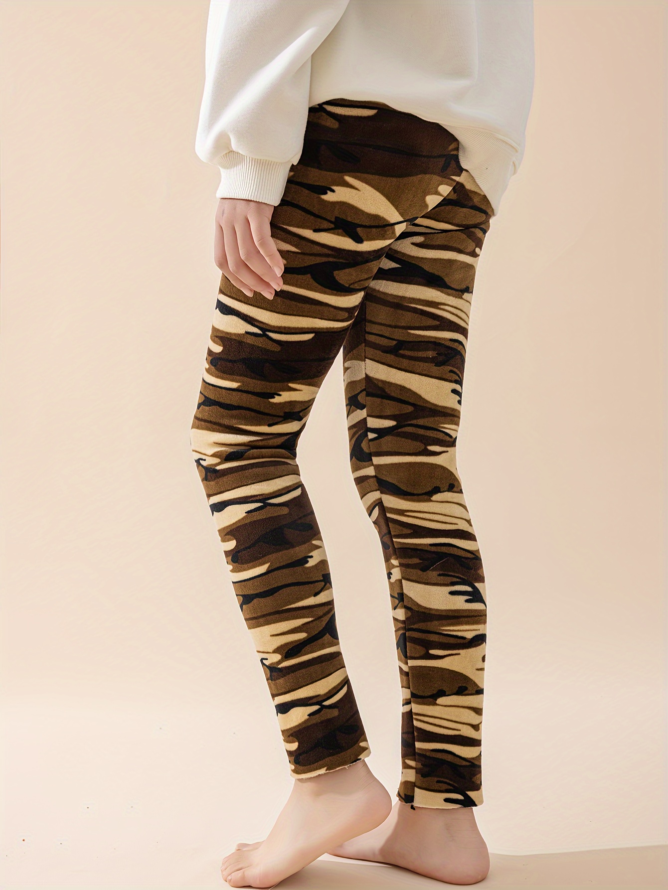 Versatile Slim Windproof Camouflage Pattern Fleece Leggings - Temu United  Kingdom