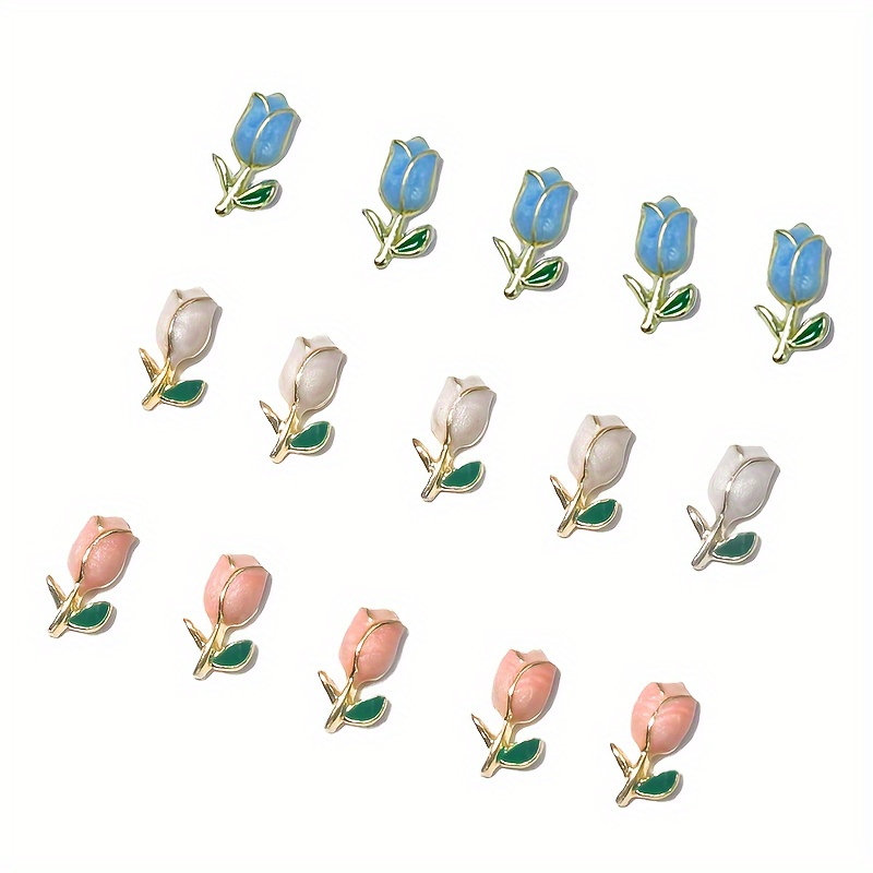 Shop 60pcs Tulip Flowers Nail Charms Nail 3d Charms Luminous Tulip