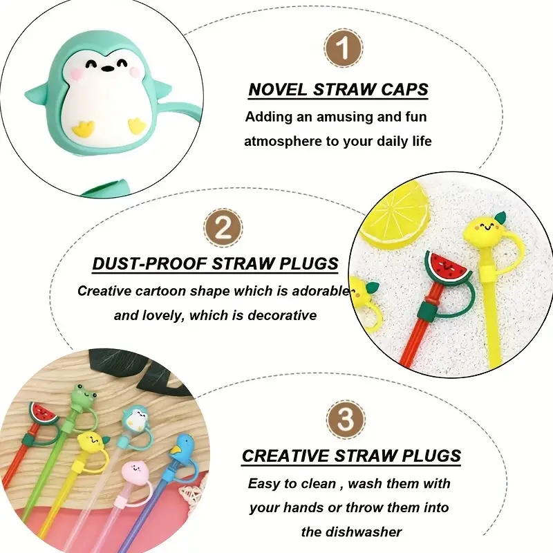 Cute Silicone Straw Stopper Tips For Straws - Reusable, Dust-proof, And  Perfect For Tumblers And Water Bottles - Temu