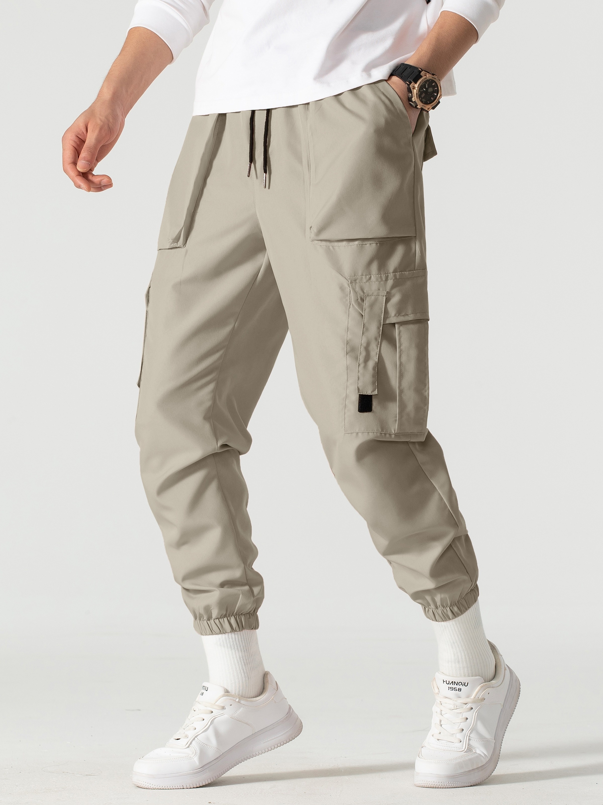 Classic Design Multi Flap Pockets Cargo Pants Men's Casual - Temu