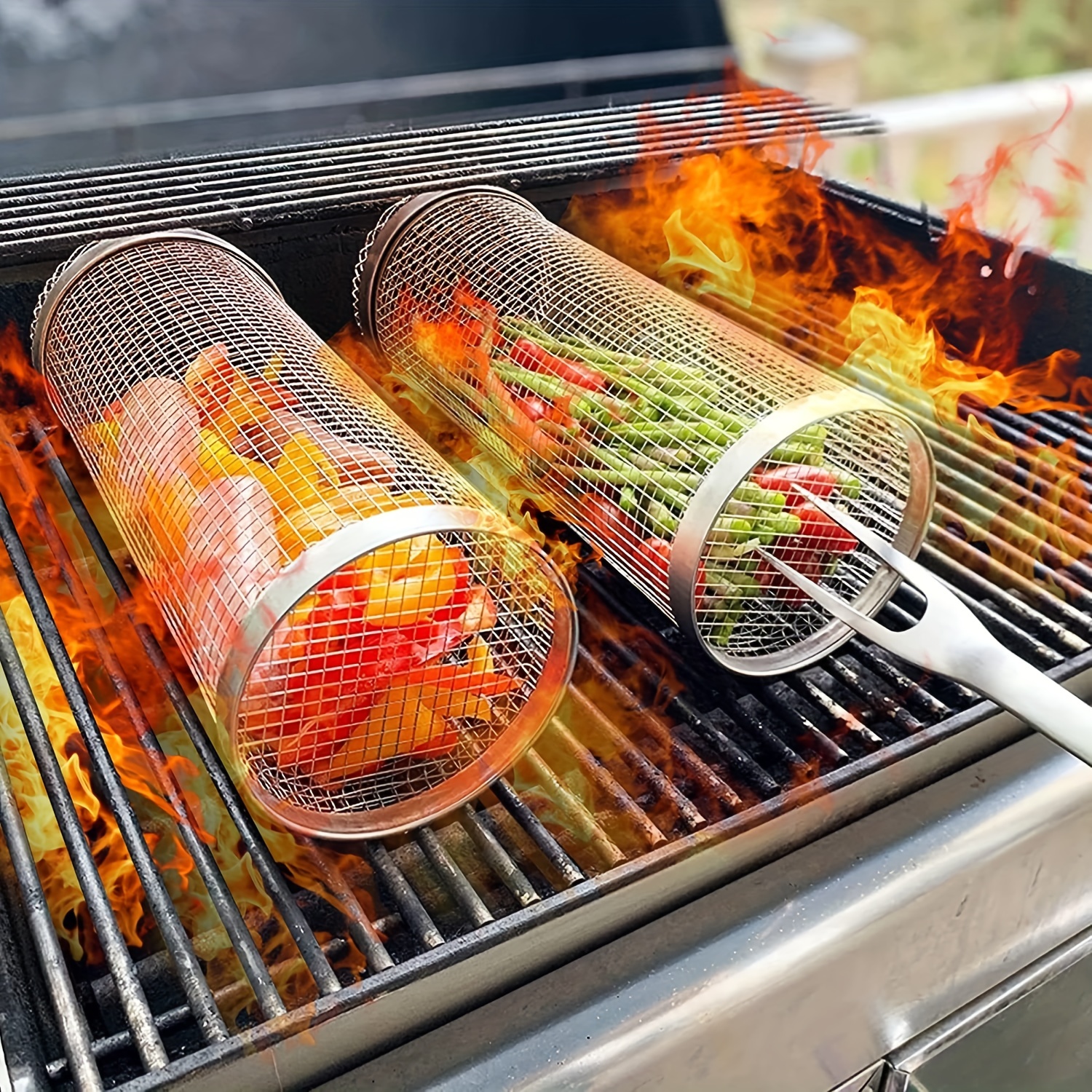 Stainless Steel Bbq Cage Grill Cage Perfect Outdoor Grilling - Temu