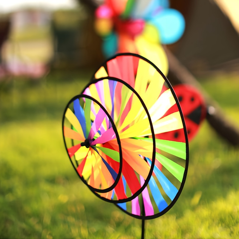 

1pc, Outdoor Wind Spinner Windmill Patio Garden Decoration Windmill Rainbow Lawn Decorations Kinetic Art Small Decorative Stakes Large Decorative Bulk Plastic Colorful Wheel Spinner