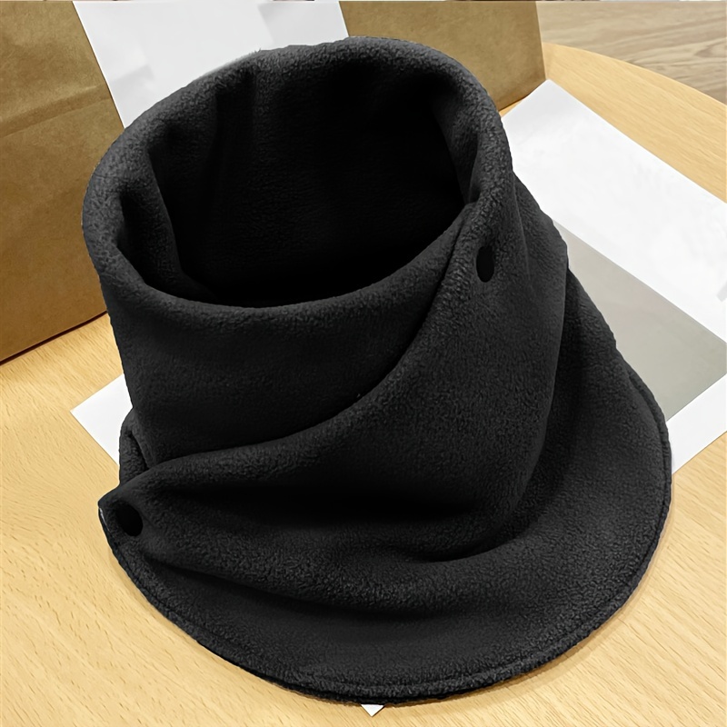 Stylish Warm Snap Neck Gaiter Solid Color Soft Fleece Skin - Temu