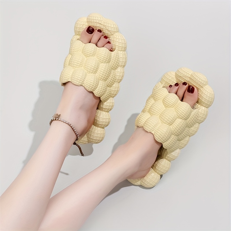 Women's Lychee Pattern Slides Massage Bath Shoes Non Slip Home Slides
