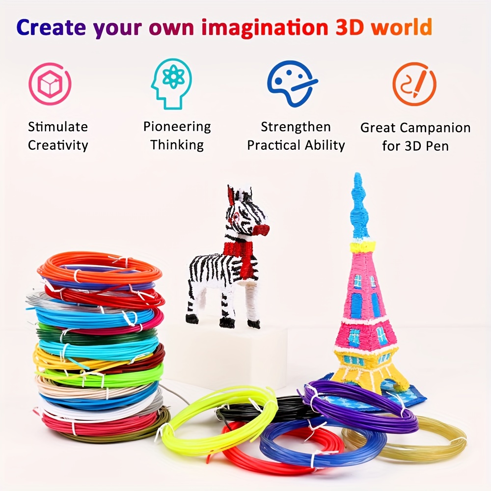 3D Pen Filament Refills - PLA Filament 1.75mm - 10 Colors 3D Pen Refills,  33 ft Each 