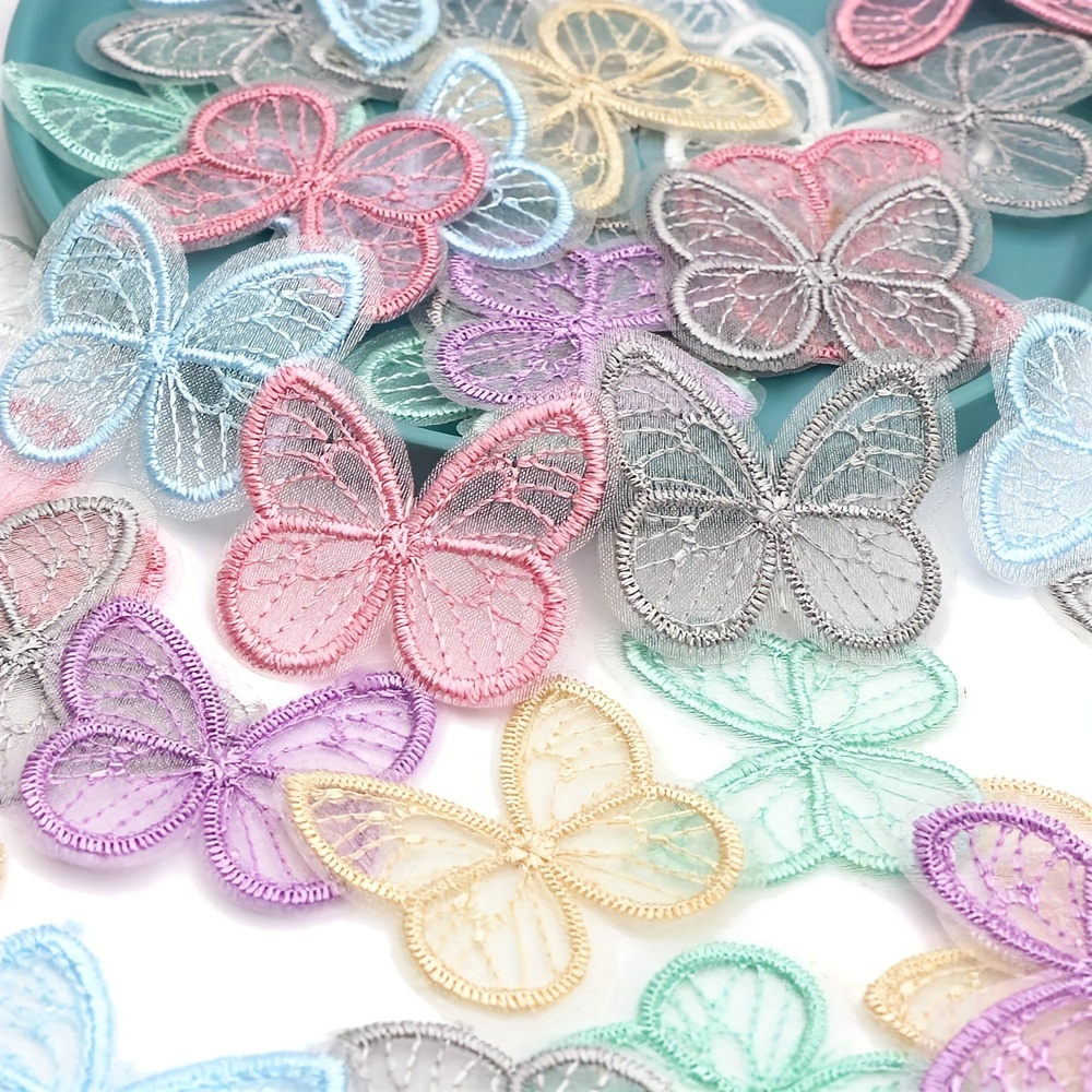 Embroidered Mesh Gauze Butterfly Appliques For Headwear - Temu