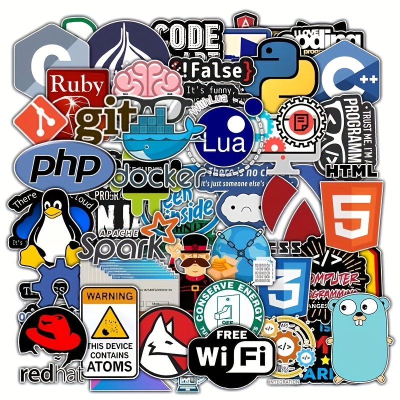 

50pcs Programming Sticker Technology Software Programs Data For Geek Diy Computer Laptop Phone Ps4 Motorcycle