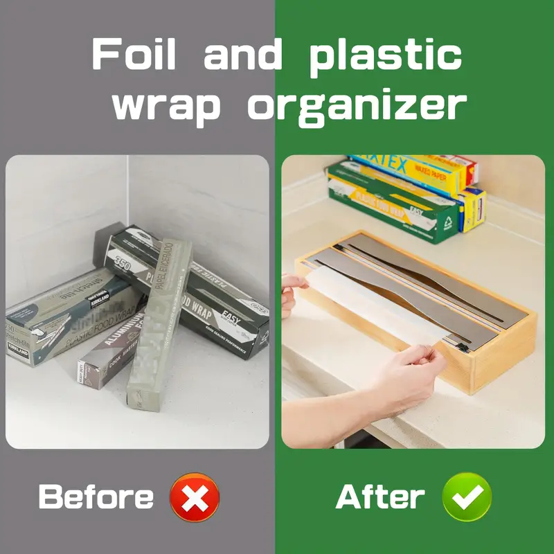 2 in 1 Aluminum Foil And Plastic Wrap Organizer Kitchen - Temu