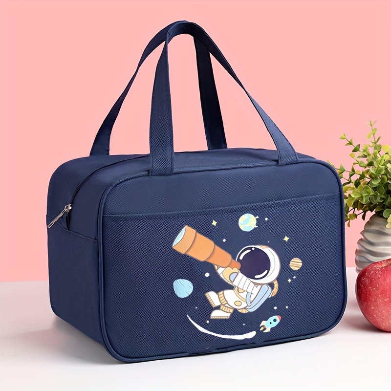 1pc Large Capacity Portable Lunch Bag, Japanese Style Blue Insulated Lunch  Tote Bag For Picnic, Camping