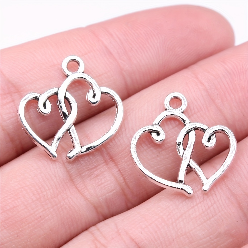 

20pcs19x19mm Peach Heart Creative Shaped Charm Pendant, Vintage Silvery Irregular Pendant Elegant For Diy Handmade Necklace Earrings Bracelet Keychain Bag Chain Jewelry Accessories