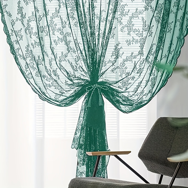 Cortinas transparentes para sala de estar, bolsillo para barra, cortinas  para ventana, paneles para yeacher Verde 55Wx102L