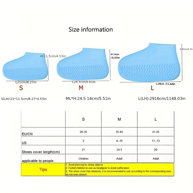 1 paire de couvre chaussures en silicone imperméables S/M/L - Temu France