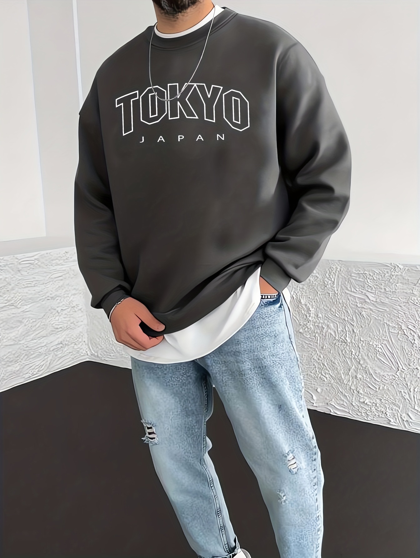 Oversize Sweatshirt Japan Male  Sweatshirt Oversize Gray Male