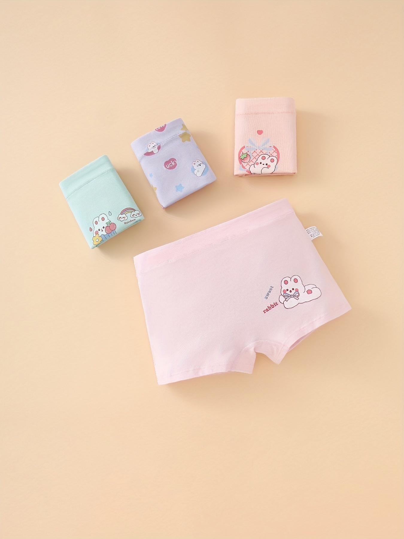 4pcs Girls Panties All Size Kids Tight Combed Cotton Comfortable