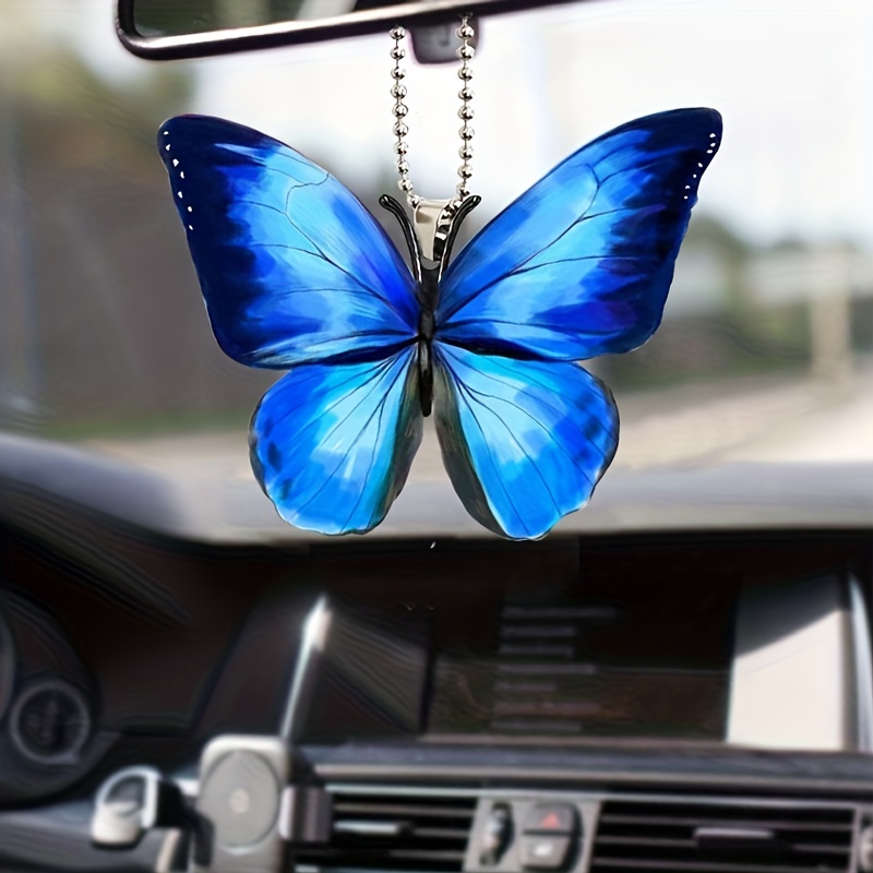 Homoyoyo Rückspiegel Anhänger Schmetterlings-autozubehör  Rückspiegelverzierung Glücksauto-hängeornament Auto Rückspiegel Dekoration  Strass-autozubehör