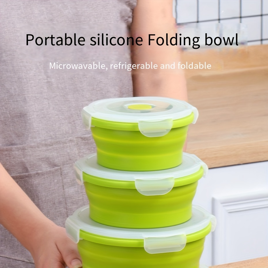 Folding Silicone Insulated Lunch Box, Collapsible Portable Round Bento Box  For Office Workers, Leakproof Food Storage Container With Bpa Free Airtight  Lid, Microwave And Freezer Safe, Home Kitchen Supplies - Temu