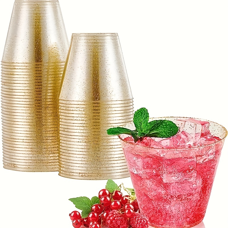 Glitter Plastic Cups, Disposable Golden Glitter Plastic Cups, Fancy  Disposable Hard Plastic Cups With Golden Glitter For Wedding Cups Elegant  Party Cups, For 50 People - Temu